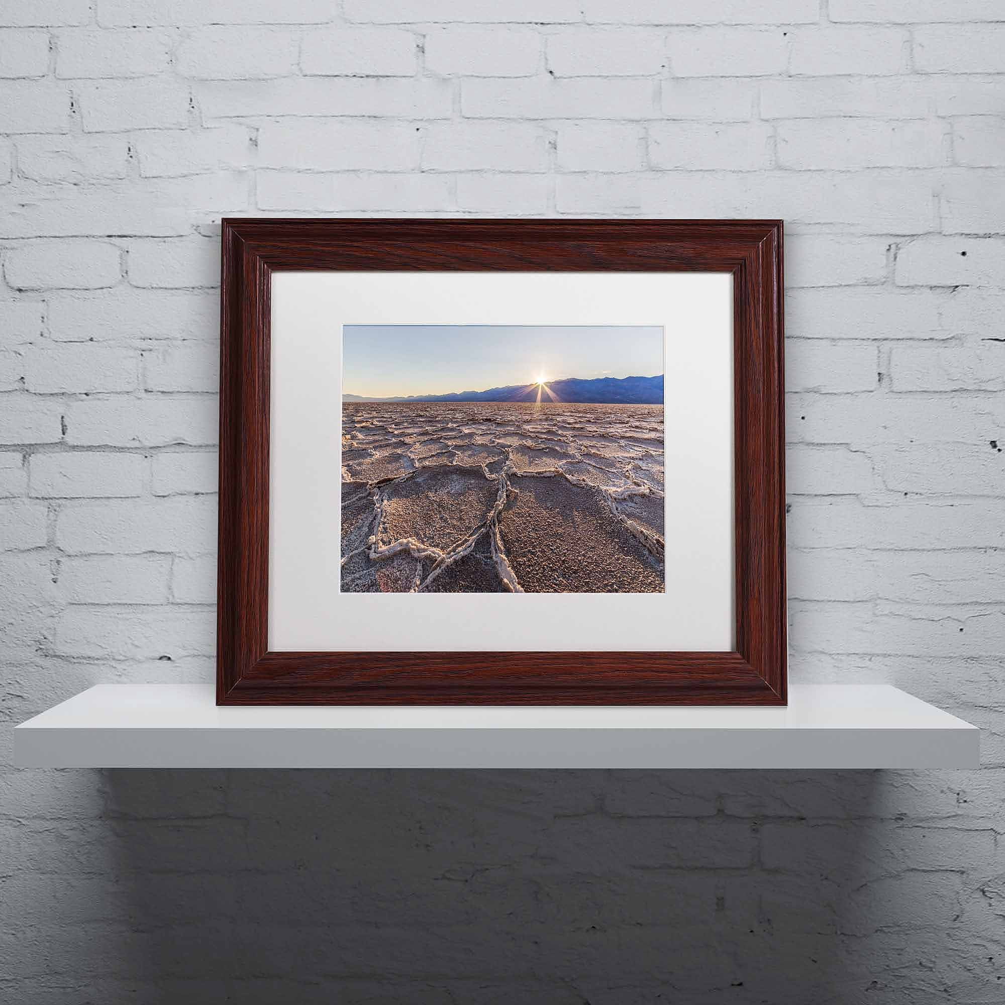 Trademark Fine Art "Badwater Sunset" Canvas Art by Pierre Leclerc, White Matte/Wood Frame