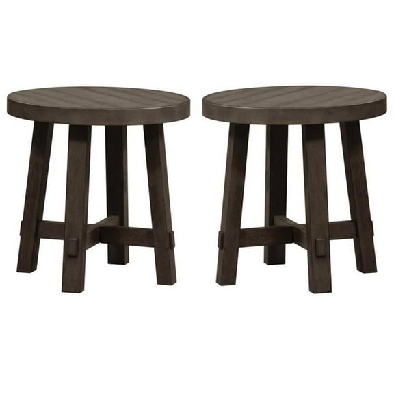 Home Square 2-Piece Furniture Modern Splay Leg Round End Table Set