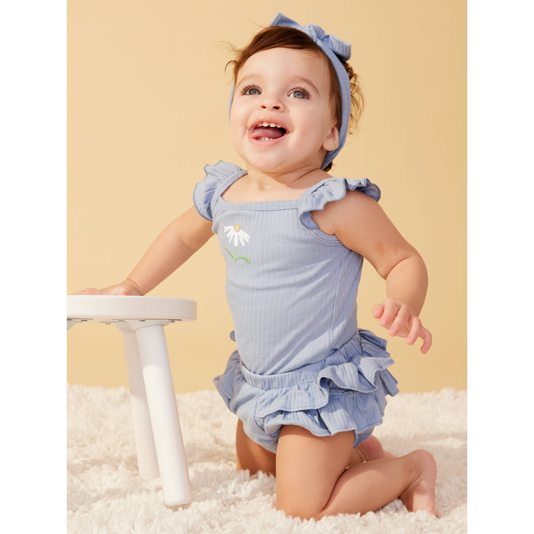 Little Star Organic Baby Girls 2Pk Diaper Cover Bloomer Shorts, Size Newborn-12  Months 