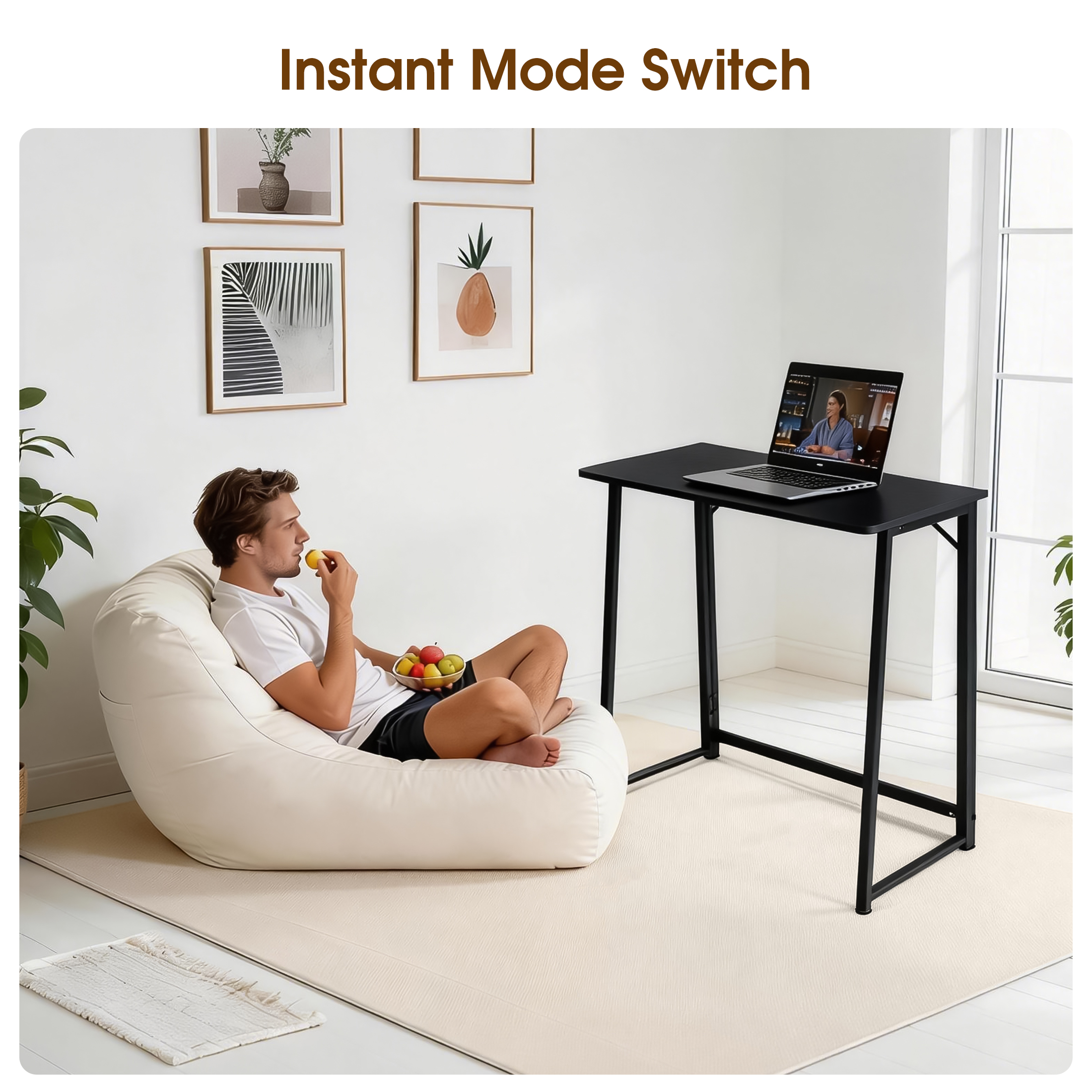 EDX 31.5" Folding Computer Desk, Oak photo 5