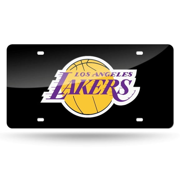 Los Angeles Basketball Lakers Black Mirror Look Acrylic License Plate Laser Tag
