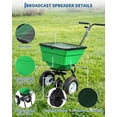 thumbnail image 4 of Memoryfield 80LB Broadcast Spreader 12FT Wide, 13" All-Terrain Wheels, Walk Behind Lawn Spreader for Lawn Fertilizer/Seed/Salt, Green, 4 of 7