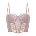 thumbnail image 2 of Sujetador moldeador de cuerpo con diseño de espiga larga para mujer, ropa interior sexy con ribete de encaje brillante, aro de acero suave, sujetador tipo chaleco fruncido, 2 of 6
