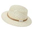 thumbnail image 2 of Karymi Kentucky Derby Hats for Women Hollow Crochet Knit Flat Top Short Brim Straw Fedora Hat with Natural Jute Rope Band Sun Hat, Vintage French Style Beach Hat Derby Hats for Women, 2 of 5