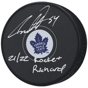 Auston Matthews Toronto Maple Leafs Autographed Hockey Puck with "21/22 Richard" Inscription - Fanatics Authentic Certified