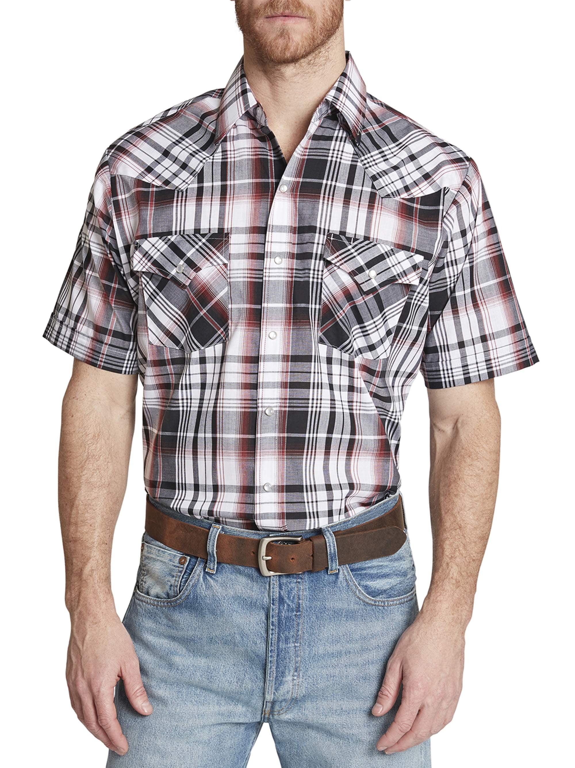 Ely Cattleman Big and Tall Short Sleeve Western Plaid Shirt