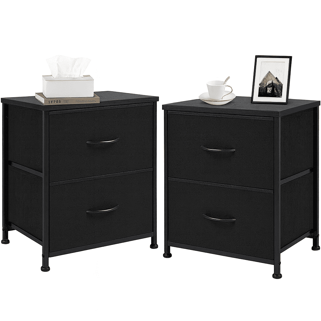EDX Nightstand Set of 2, Small Modern Bedside Tables with Fabric