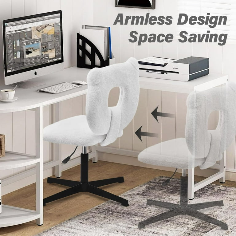CLATINA Armless Small Fabric Office Desk Chair, Ergonomic Modern