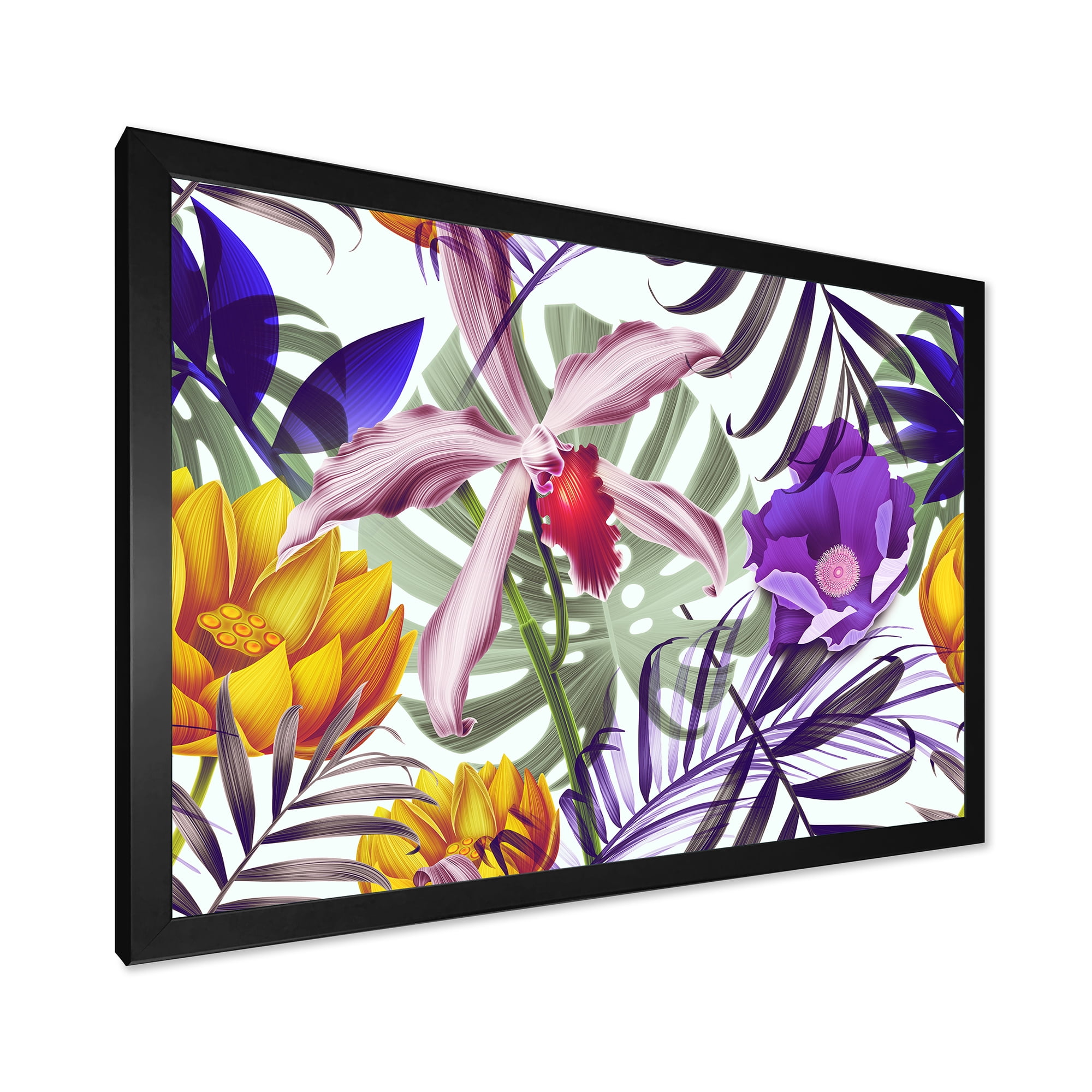 Designart 'VIntage Tropical Flowers IX' Traditional Framed Art Print