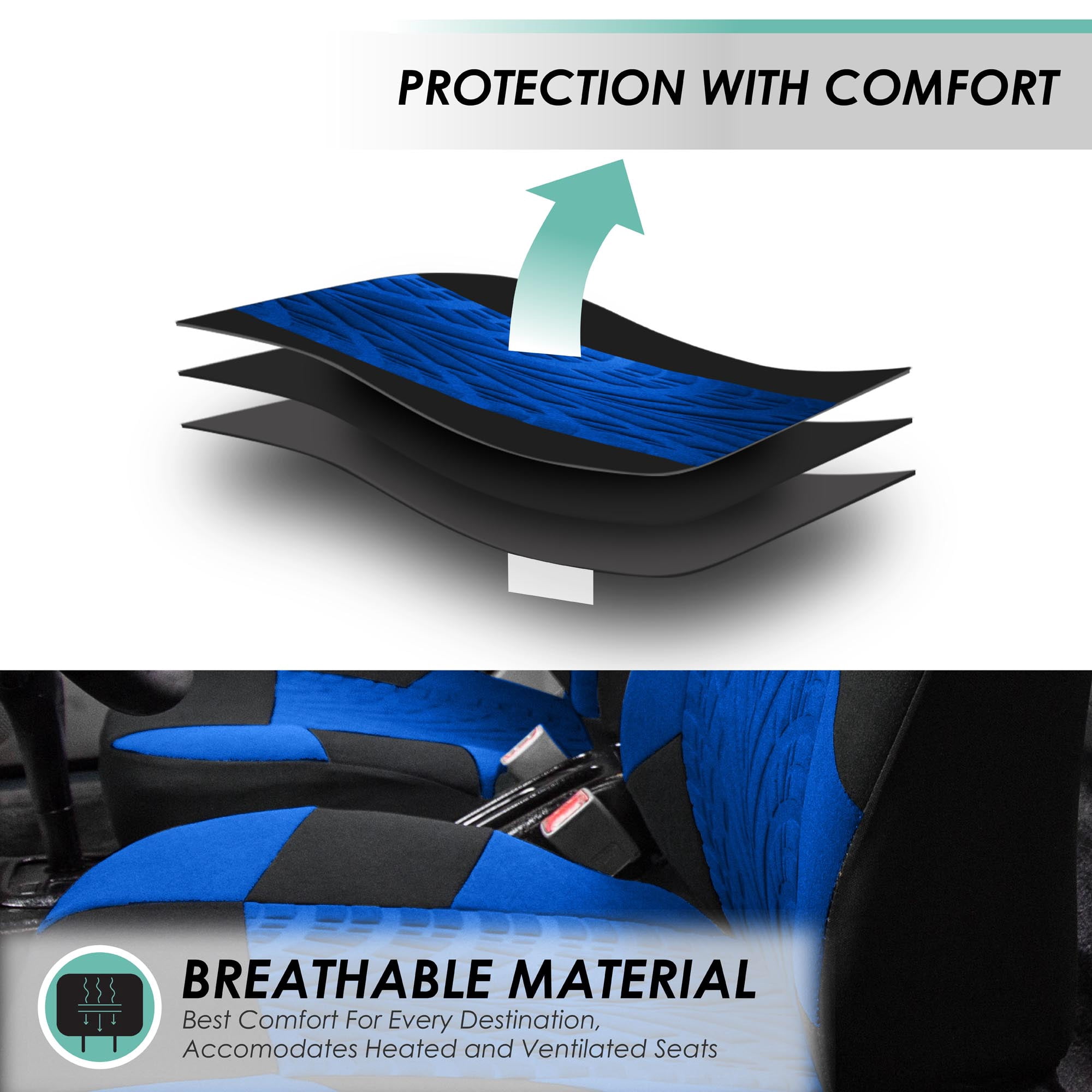 FH Group Travel Master Universal Seat Covers Fit For Car Truck SUV Van - Rear Bench