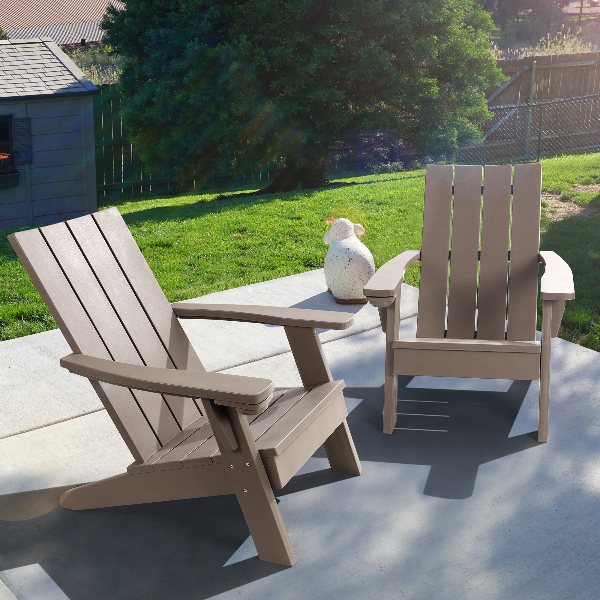 KUTIME 2PCS Adirondack Chair Outdoor Patio Chair With Cup Holder - Light Brown - image 4 of 8