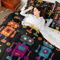 thumbnail image 4 of Manfei Funny Retro Robot 7 Pieces Bedding Comforter Set,Intelligent Machine Mechanical Full Bedding Set,Modern Cartoon Fitted Sheet Flat Sheet For Boys Kids,Super Cozy Room Decor Reversible, 4 of 8