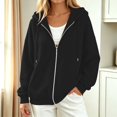 thumbnail image 2 of JIAYUE Women Plain Hooded Sweatshirt Jacket Soft Full Zipper Elastic Ribbed Cuffs And Hem Daily Hoodies Coat For Weekend Workout And Trips, 2 of 4
