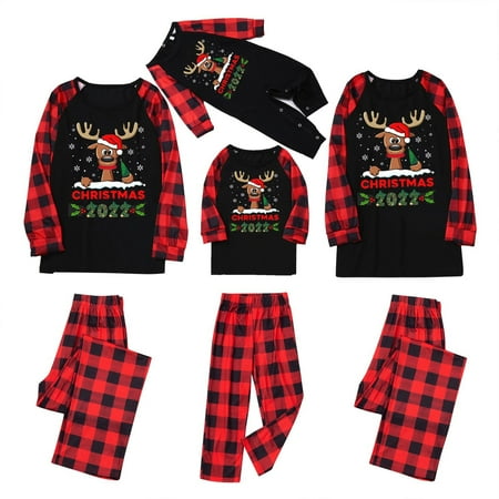 

YWDJ Family Pajamas Matching Sets Christmas Men Dad Printed Blouse Tops+Pants Xmas Family Matching Pajamas Set Black(Black Men M)