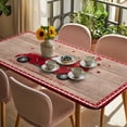 thumbnail image 3 of Red Valentine's Day Table Cloths for 6 Foot Rectangle Tables, Roses Truck Romantic Love Heart Wooden Patio Waterproof Elastic Fitted Tablecloths, Washable Rectangular Table Cover for Camping, 3 of 8