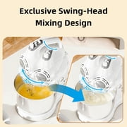 Stand Mixer Automatic Electric Kitchen Mixer - 4.8 QT Smart Standing & Hand Mixer with Auto-Rotating Bowl & Beater, 5-Speed Tilt-Head Household Mixer with Beaters& Dough Hooks for Baking,Black/White