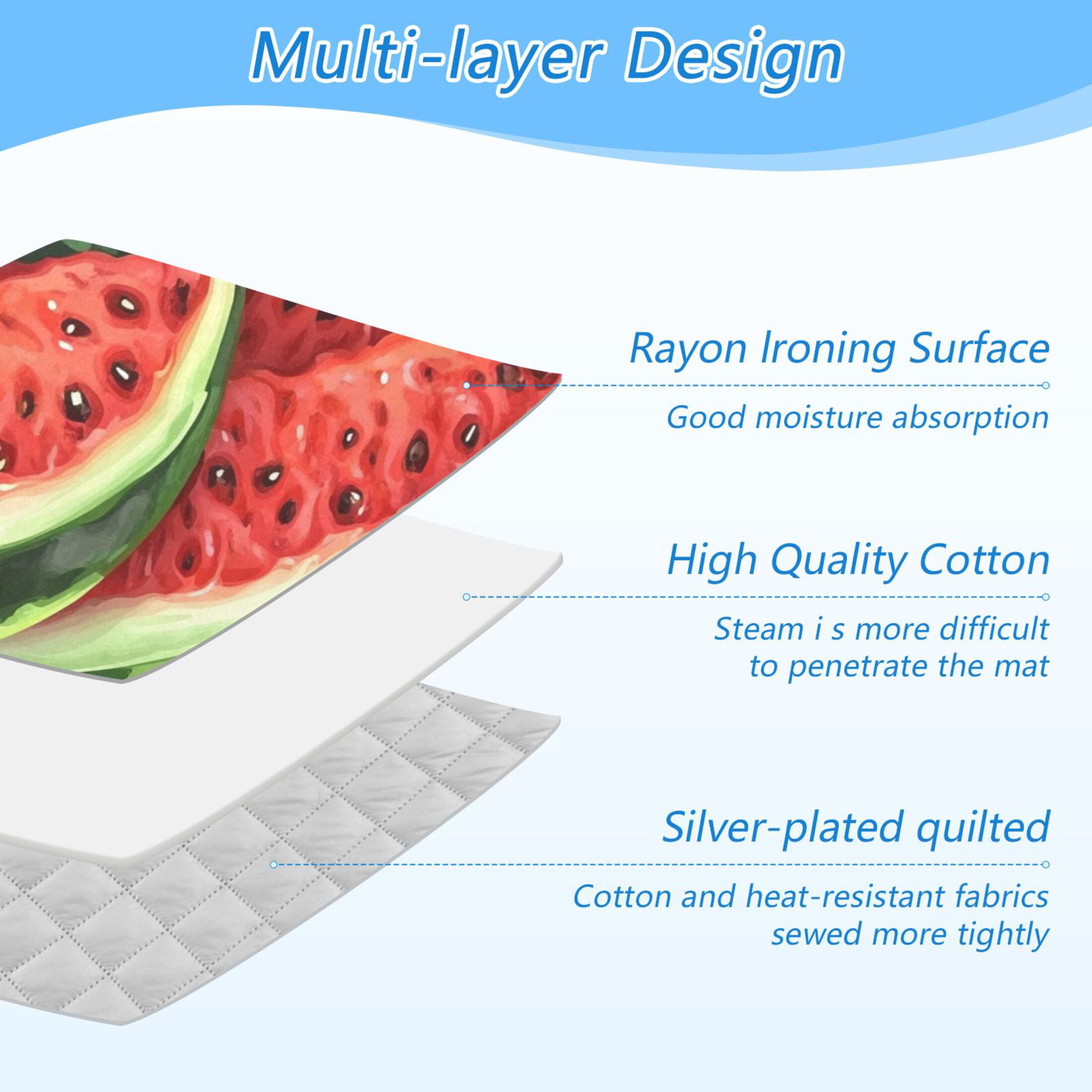 Cartoon Watermelon Pattern Ironing Mat Blanket for Table Top Travel Portable Ironing Board Pad 47.2x27.6 Inch