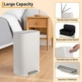 thumbnail image 5 of TROPOW Kitchen Trash Can,Stainless Steel Garbage Can with Lid, Step-On Pedal and Inner Bucket, Rectangular Trash Can for Home Kitchen Office Living Room, 5 of 9
