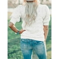 thumbnail image 3 of Sherrylily Women Cute Short Puff Sleeve Sweaters Loose Crew Neck Lightweight Pointelle Knit Pullover Shirts Tops, 3 of 5