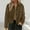 Brown, variant on Women's Faux Suede Bomber Jacket Casual Long Sleeve Lapel Coat Fashion Fall Buton Down Short Jackets with Pockets Streetwear M