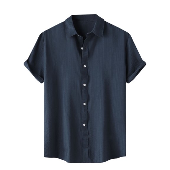 Zekutng Men's T-Shirts Solid-Color Summer Short-Sleeve Button-Down Collar Shirt,Sizes M-3XL