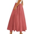 thumbnail image 4 of High Elastic Waist Women Solid Color Long Swing Skirt with Pocket, 4 of 6