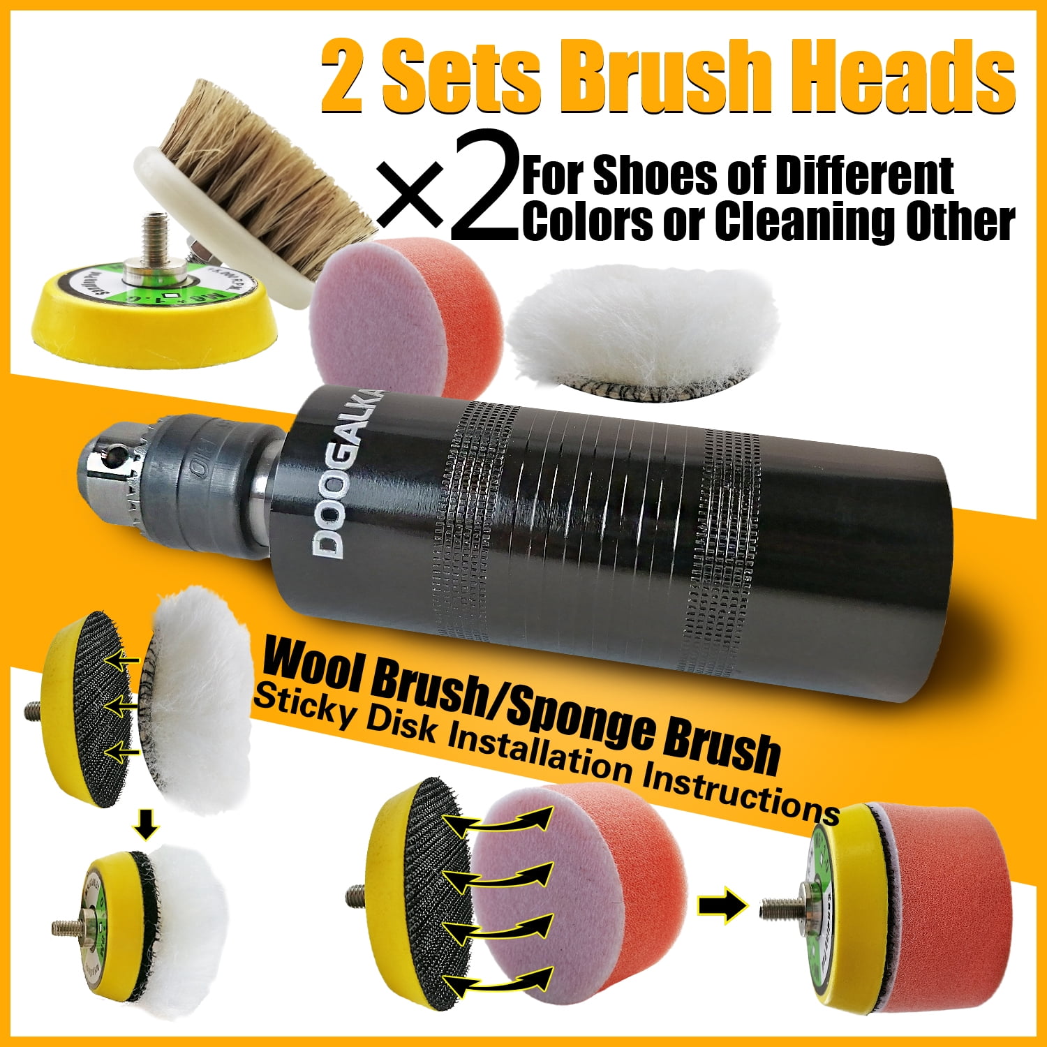 DOOGALKAI KAI624 Electric Shoe Polisher Kit, Adjustable Speed