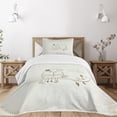thumbnail image 3 of Ambesonne Valentine's Day Quilted Bedspread Set 2 Pcs, 2 Birds Love, Twin Size, Grey White, 3 of 6