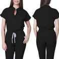 thumbnail image 2 of ASDFVBKG Scrubs Set for Women Round Neck Snap-Front Short Sleeve Jogger Suit with Multi Pockets Nurse Tops & Cargo Pant 2025 Nurse Uniform Casual Workwear Scrub Sets Black 2XL, 2 of 5