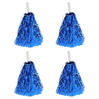 Blue and Silver Cheerleading Pom Pom's Edible Cake Topper Image