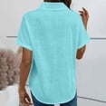 thumbnail image 5 of Women's Casual V-Neck Short Sleeve Button-Down Shirt in Solid Colors, 5 of 7