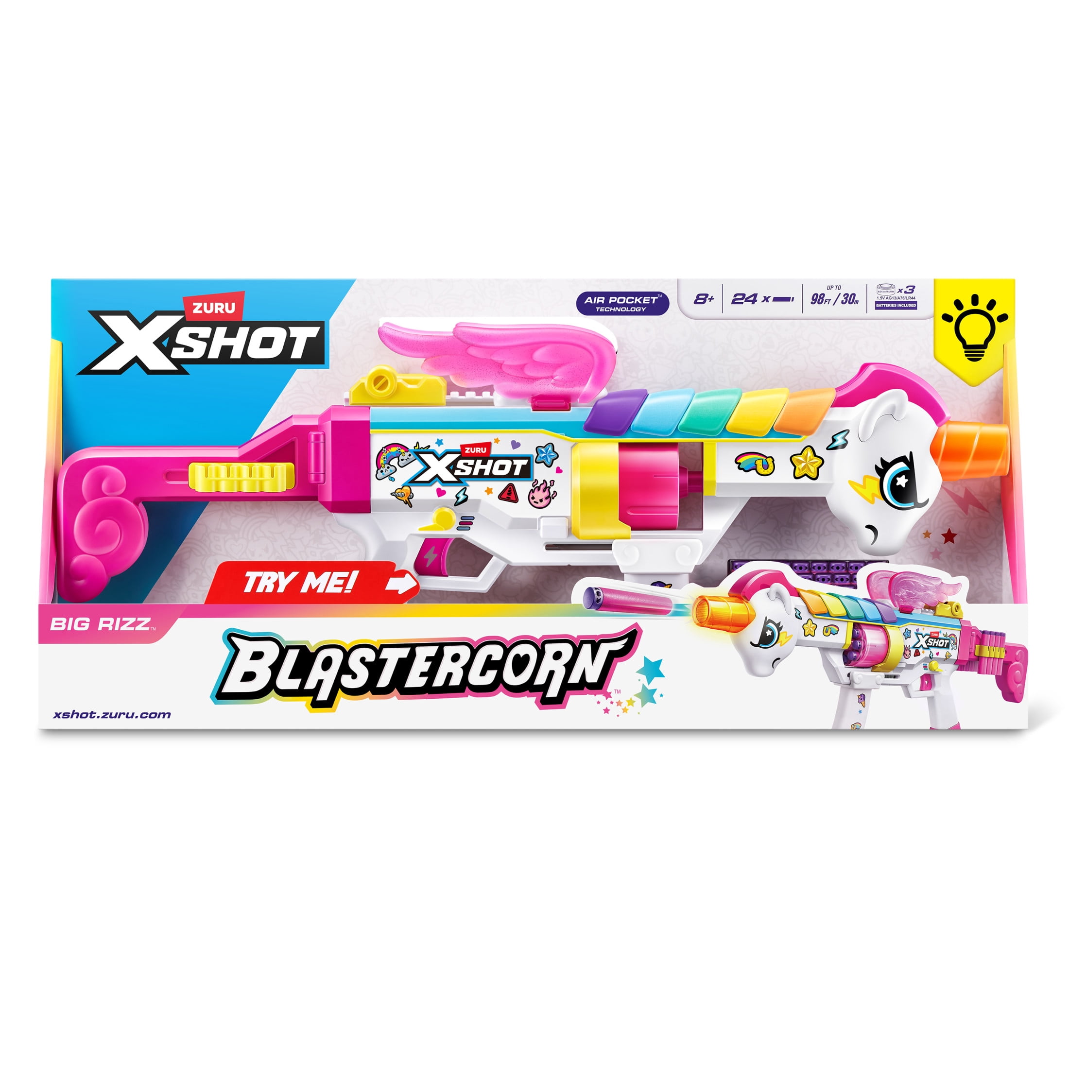 XSHOT Blastercorn Big Rizz Blaster (24 Darts) Motorized Outdoor Blaster by ZURU for Ages 8+