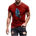 thumbnail image 2 of Jinhomg Mens Fashion Graphic T-Shirts Big and Tall Comfy Short Sleeve Crew Neck Tees Muscle Fit Spring Summer Athletic Tops Casual Daily Wear Sales Today Clearance Red L, 2 of 5