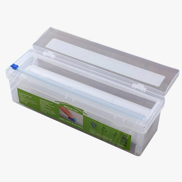 Refillable Plastic Wrap Dispenser with Slide Cutter Food Wrap Clear