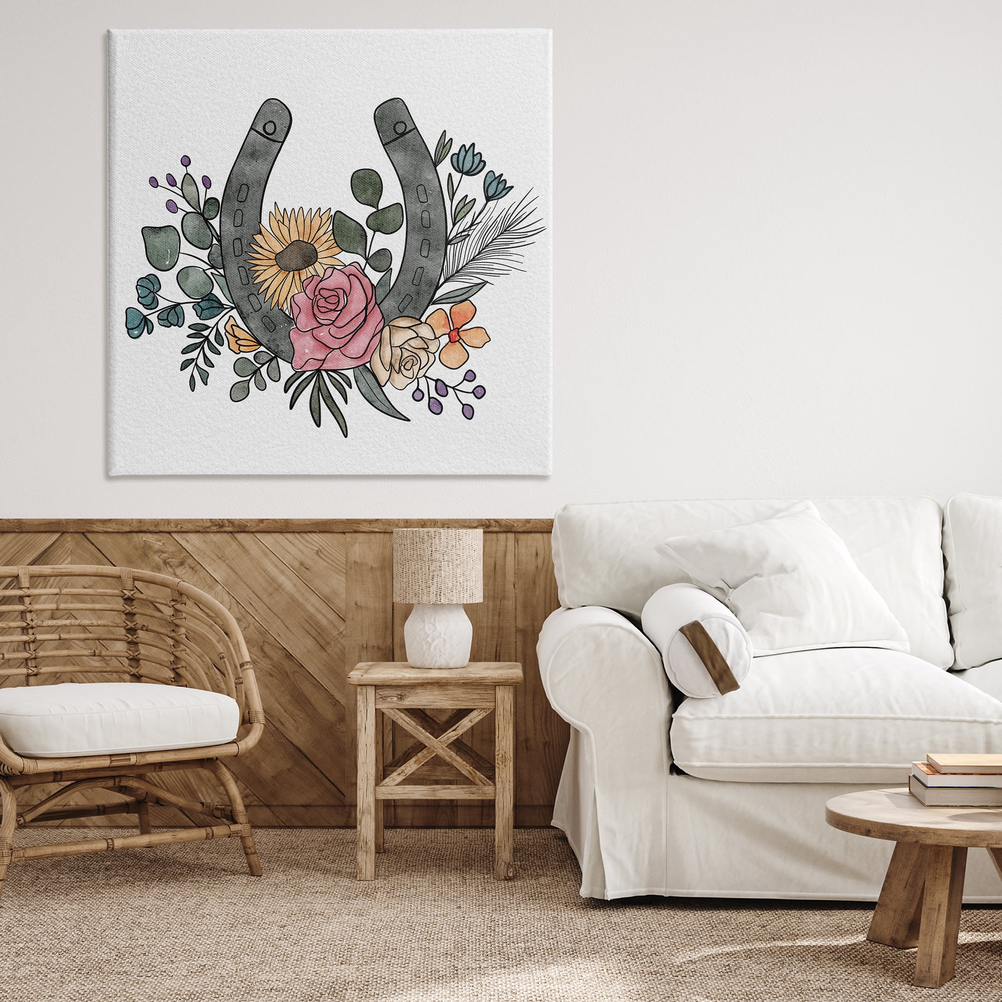 Stupell Industries Boho Floral Horseshoe Canvas Wall Art, design by Alisha Kiara Design