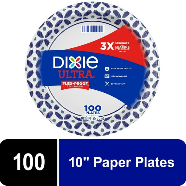 Dixie Ultra Paper Dinner Plates, 10", 100 Count