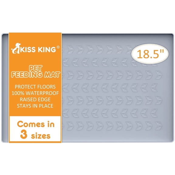 KISS KING Pet Feeding Mat, Waterproof Silicone Feeding Mat, Pet Placemat to Prevent Spills, 18.5"x11.5"x0.4"