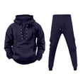thumbnail image 4 of RUTAYY Men's Outfits Solid Color Hooded Jacket and Trousers with Pocket Drawstring Formal Business Daily Wear Vacation Playful Clothing Sets, 4 of 5