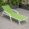 thumbnail image 4 of LeisureMod Marlin Modern White Aluminum Outdoor Patio Chaise Lounge Chair With Arms Set of 2 with Square Fire Pit Side Table Perfect for Patio, Lawn, and Garden (Green), 4 of 21