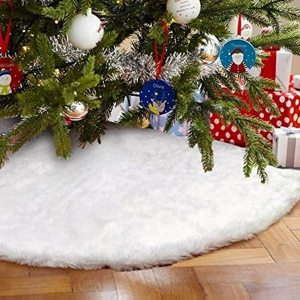Falda para árbol de Navidad XoYo piel sintética blanca 122 cm