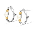 thumbnail image 6 of LeCalla 925 Sterling Silver Jewelry Caviar Bead Two-Tone Pearl Omega Back Earrings for Women and Teen 25MM, 6 of 8
