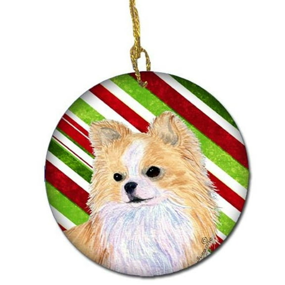 Chihuahua Candy Cane Holiday Christmas Ceramic Ornament