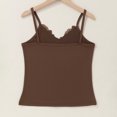 thumbnail image 4 of Wensltd Women Summer Breathable Lace Patchwork V Neck Cami Tank Top Soft Sleeveless Basic Layering Inner Wear Casual Daily Comfort Top Brown, 4 of 9