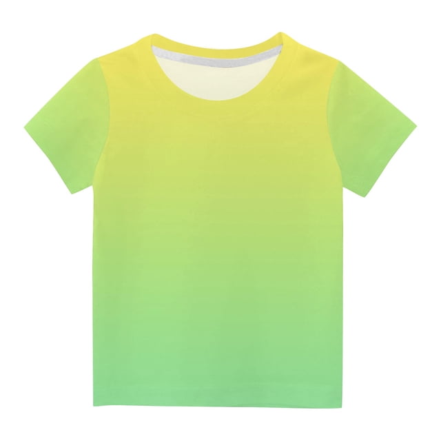 FAIWAD T-Shirt Dégradé pour Enfants Garçons Filles Col Rond Blouse Courte Ample Unisexe Été Respirant Hauts