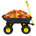 thumbnail image 5 of Garden Dump Cart, 75L Capacity Camping Wagon with 10 Inch Pneumatic Tires, Outdoor Wagon with 180° Rotating Handle, Heavy Duty Yard Cart for Lawn and Garden, 5 of 7