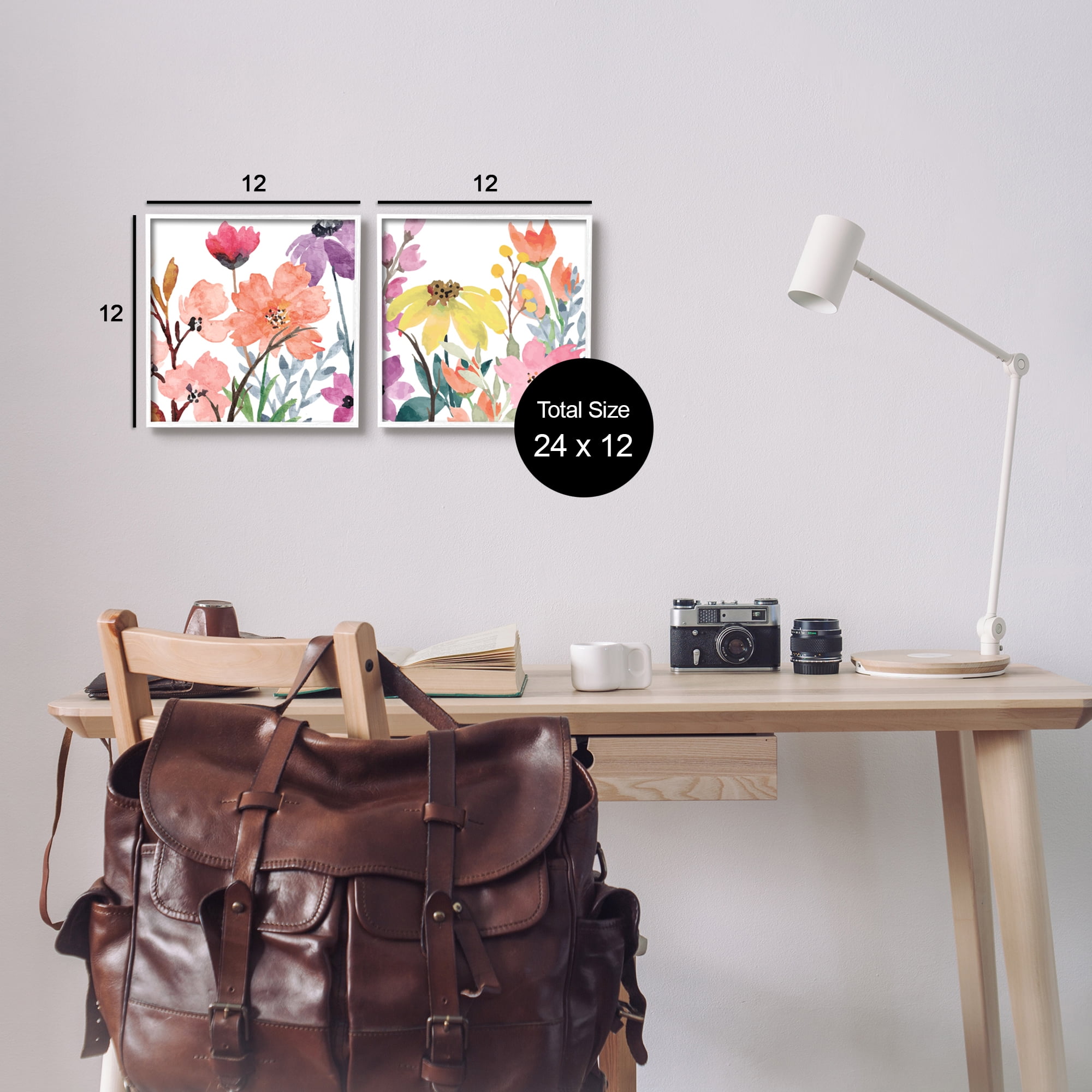 Stupell Industries Spring Florals on White Botanical & Floral Painting White Framed Art Print Wall Art, 12 x 12