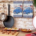 thumbnail image 2 of 4th of July Kitchen Towels Set of 2 US Flag Truck Dish Towels and Dishcloths Sets Decorative Tea Towel Buffalo Stars Firework Wood Grain Independence Day Absorbent Hand Towels for Kitchen Bathroom, 2 of 6