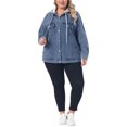 thumbnail image 2 of Agnes Orinda Women's Plus Size Halloween Outfits Denim Jacket Layered Drawstring Detachable Hoodie Jean Jackets with Pockets 2X Gray Blue, 2 of 6