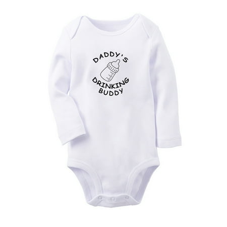 

Daddy s Drinking Buddy Funny Rompers Newborn Baby Unisex Bodysuits Infant Jumpsuits Toddler 0-12 Months Kids Long Sleeves Oufits (White 0-6 Months)