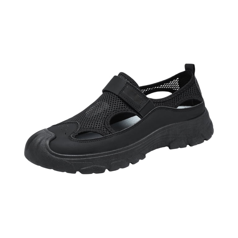 Men\'s All Black Mesh Hiking Sandals Closed-Toe Beach Sandal for Athletic Outdoor EKVAHL Men main image 3